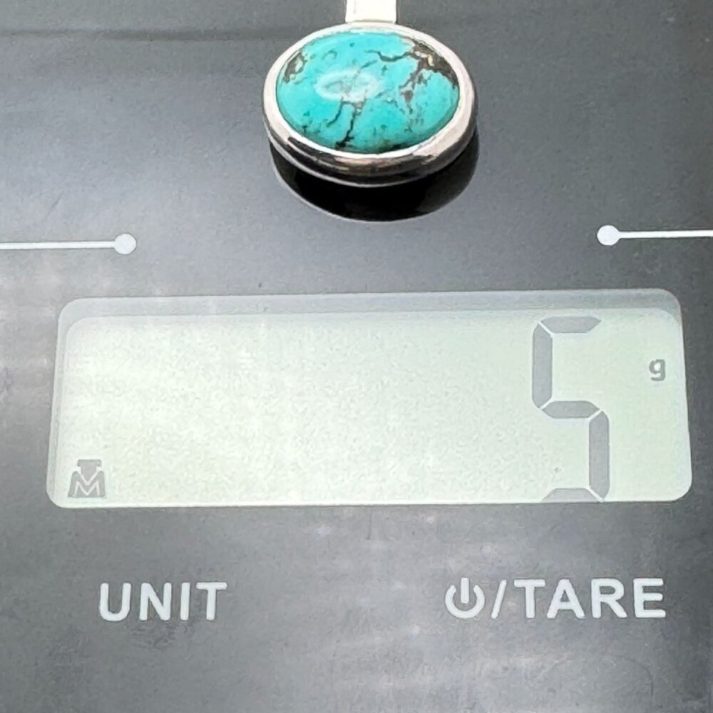 Turquoise & Sterling Silver 925 Oval Pendant Vintage Gift - Picture 4 of 7